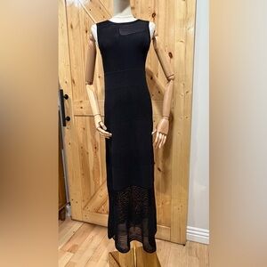 Proenza Schouler Black Knit Mesh Maxi Dress – Sleeveless Bodycon